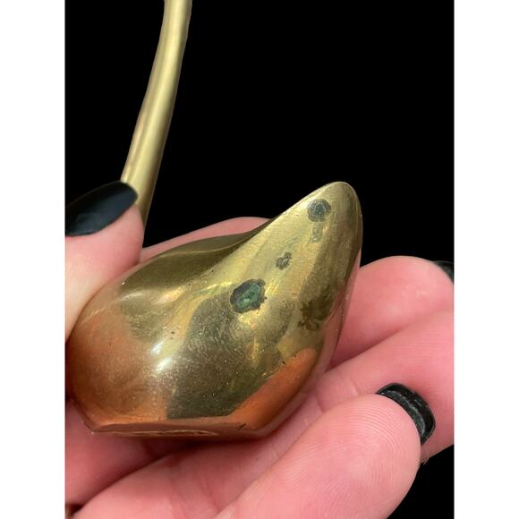 Brass Swan Ring Holder Figure Vintage Korea Long Neck Goose Needs Cleaning READ - Picture 6 of 13